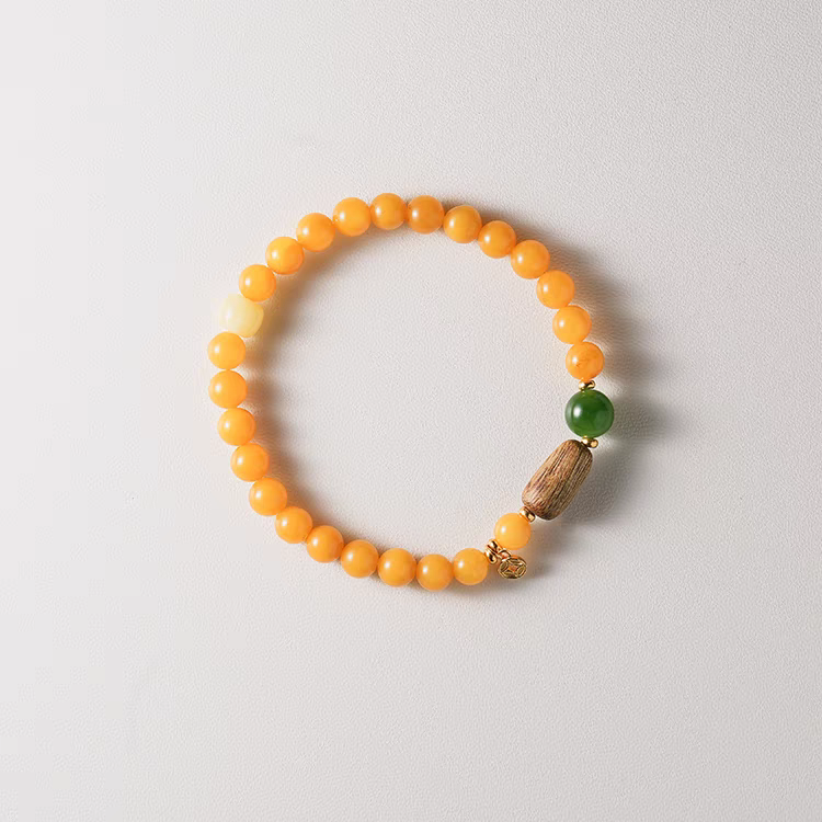 Yanyan Healing Bracelet – Yellow Jade & Green Aventurine with Wooden Element – Natural Gemstone Jewelry