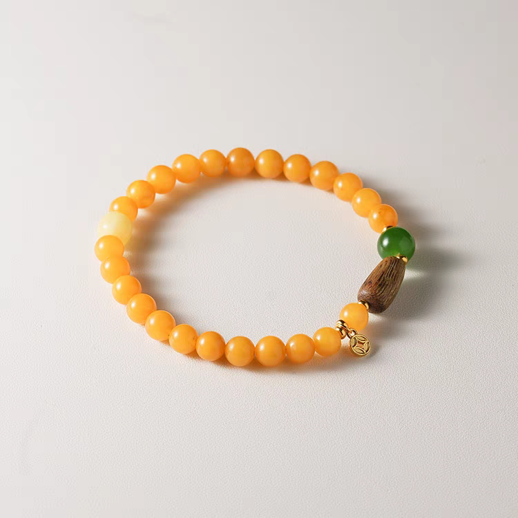 Yanyan Healing Bracelet – Yellow Jade & Green Aventurine with Wooden Element – Natural Gemstone Jewelry